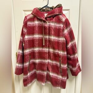 Maralyn & Me Red and White Plaid Coat